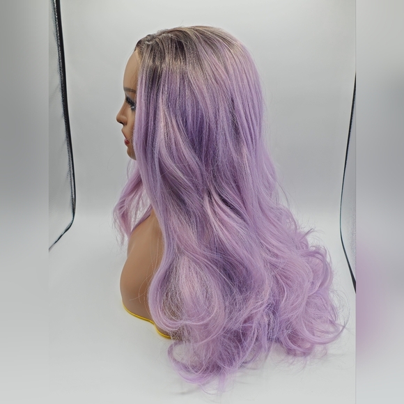 Uniwigs Misty Dawn Pale Lilac Long Natural Wave Synthetic Lace Front Wig - Picture 6 of 10